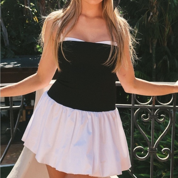 SHOW ME YOUR MUMU Tiffany Skort Dress In Black And White - Picture 9 of 13